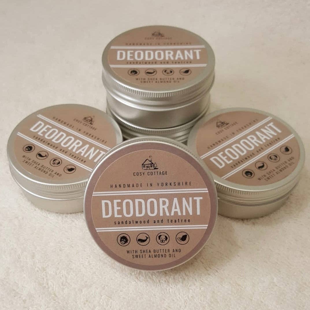 Natural Deodorant, sandalwood and teatree. Made in Yorkshire