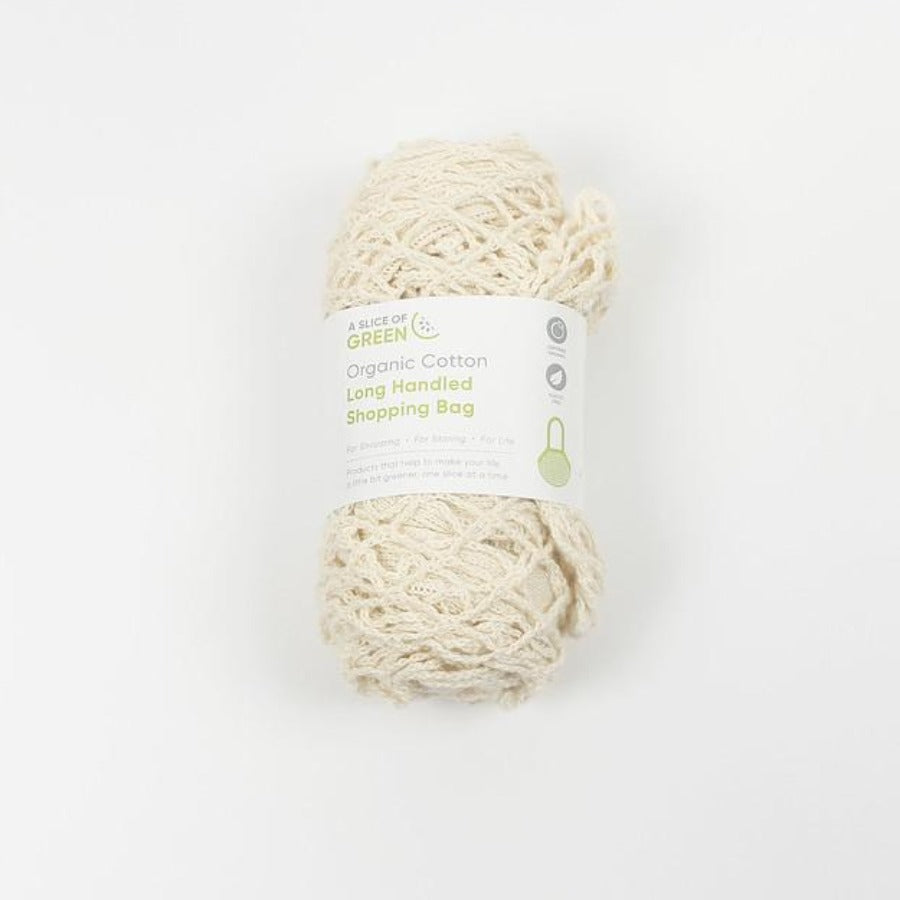 Organic cotton long handled shopping bag
