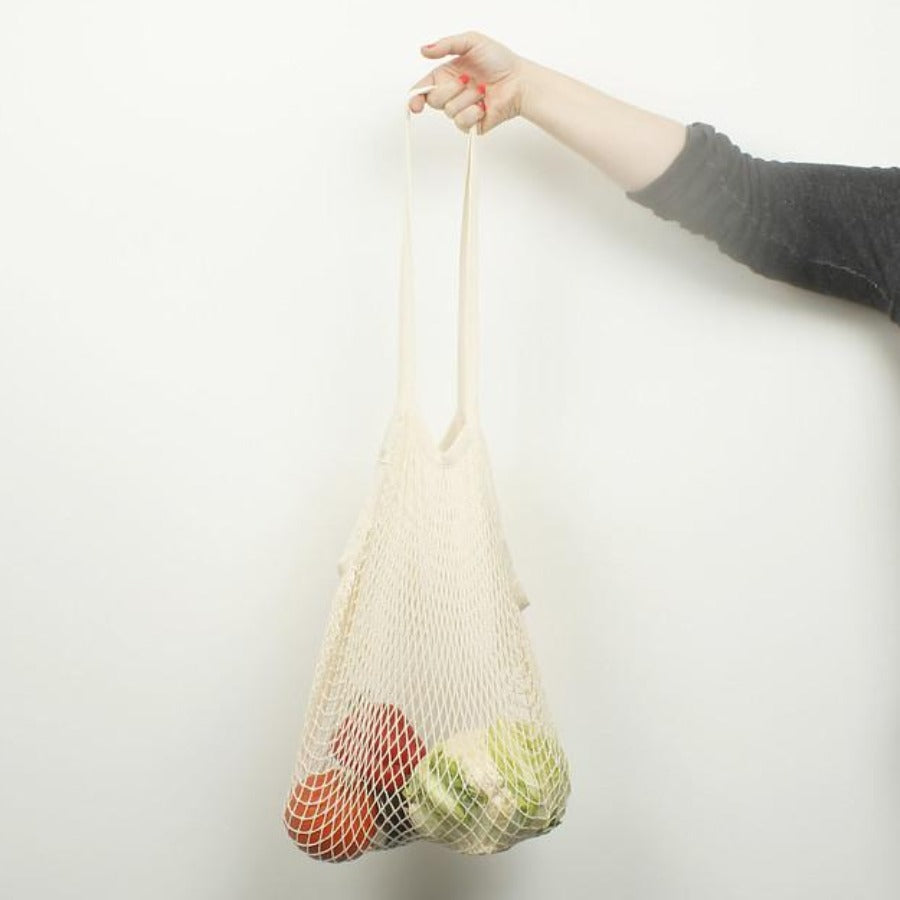 Organic cotton long handled shopping bag