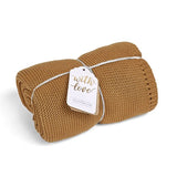 Organic Knitted Cellular Baby Blanket - Honey