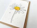 Card with a daisy illustration on a white background