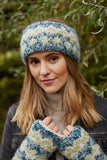 Totnes headband in a green, cream and blue blend.