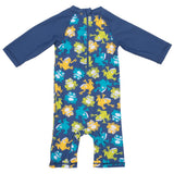 Sunsuit blue with frogs printed all over 