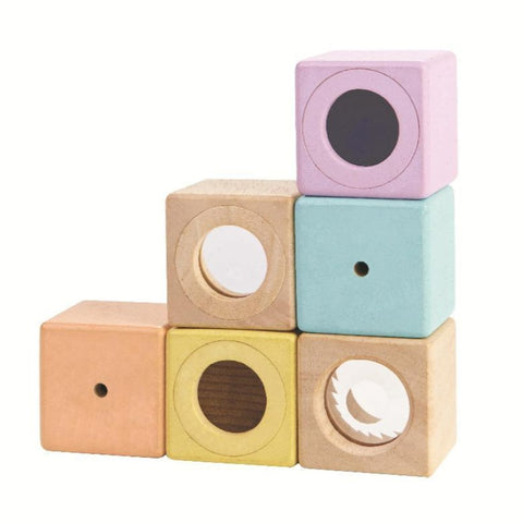 6 sensory blocks in pastel colours 