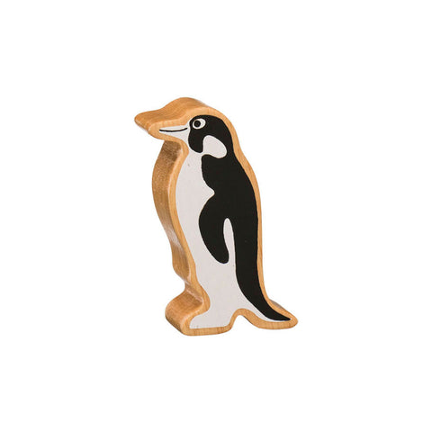 wooden black and white penguin figure 