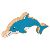 Wooden blue dolphin figure