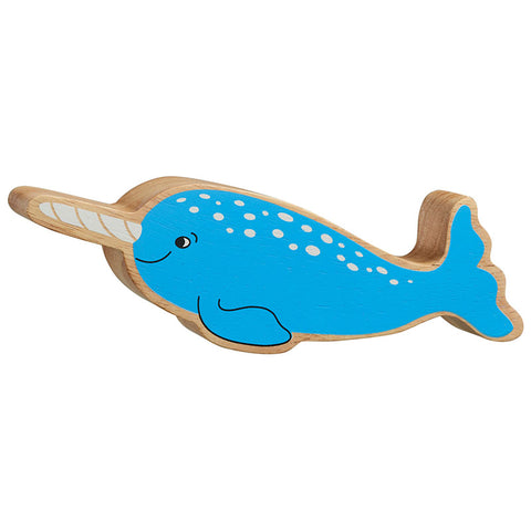 Wooden blue narwhal figure 