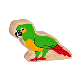 Wooden green parrot figure 