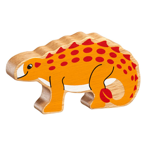 Orange Saichania wooden dinosaur figure 