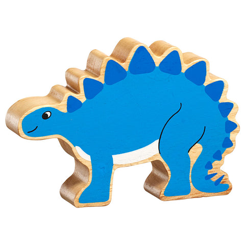 Blue Stegosaurus wooden dinosaur figure 