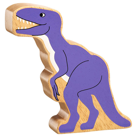 Purple Velociraptor wooden dinosaur figure