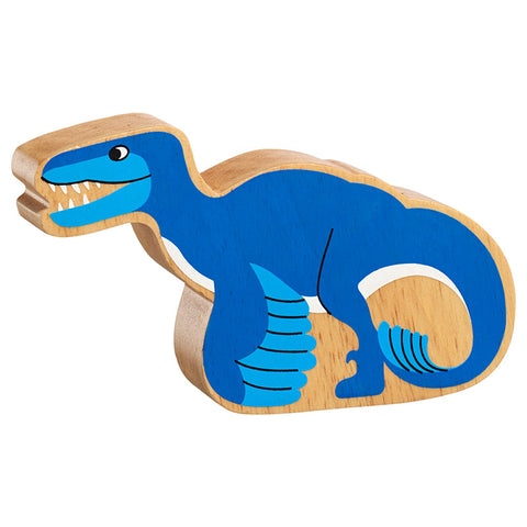 Blue Utahraptor wooden dinosaur figure