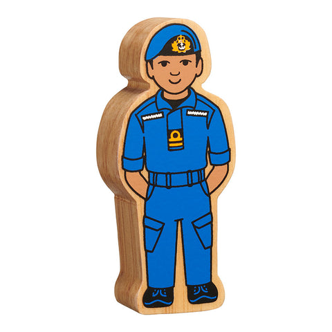Wooden blue navy officer figure 