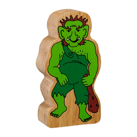 Wooden green troll figure