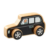 Wooden black taxi push along toy