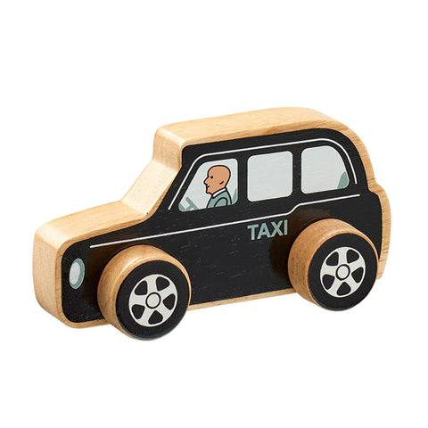 Wooden black taxi push along toy