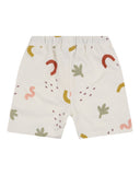 Silhouettes print shorts white with colourful patters 