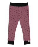 Seedling print leggings with black cuff and waistband
