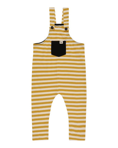 Wide strip dungarees in yellow and white 