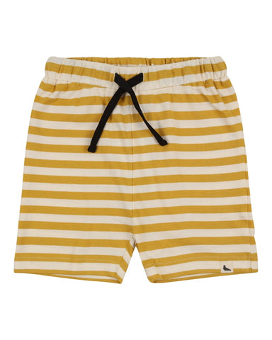 Wide stripe shorts in yellow and white 